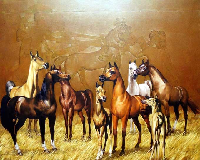 GEORGI Danevski. BABYLON II. Byzantine tempera & oil. 122 cm x 150 cm. Man, Civilization, Horse I. © 2015 GEORGI Danevski
